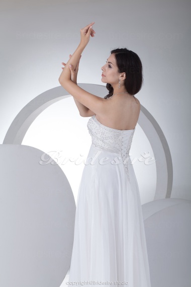 Sheath/Column Strapless Floor-length Sleeveless Chiffon Wedding Dress