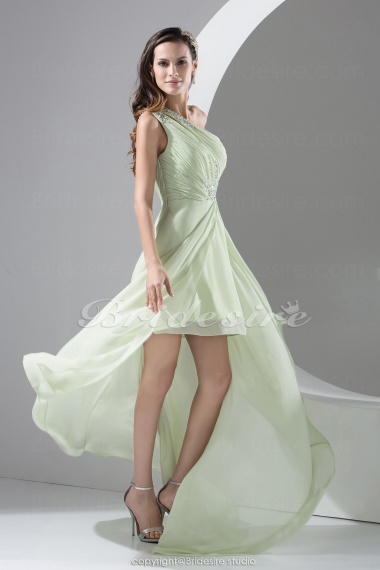 Sheath/Column One Shoulder Asymmetrical Sleeveless Chiffon Dress