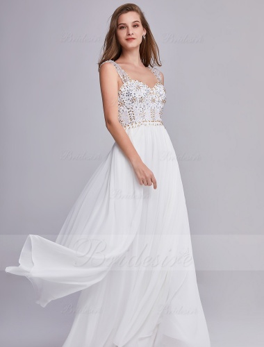 A-line Off The Shoulder Floor-length Chiffon Tulle Evening Dress