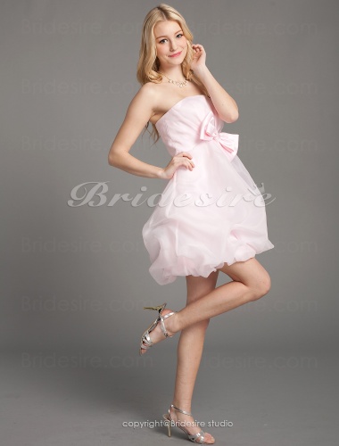 Ball Gown Organza Short/ Mini Strapless Bridesmaid Dress