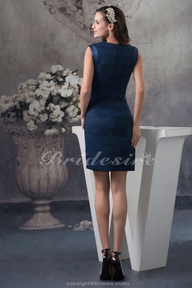Sheath/Column Jewel Knee-length Sleeveless Satin Dress