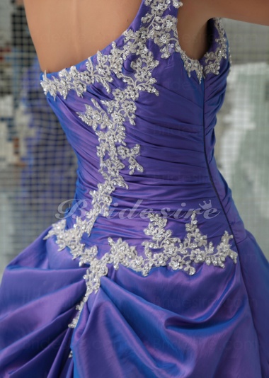 Ball Gown One Shoulder Floor-length Sleeveless Taffeta Organza Dress