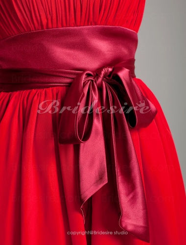 A-line Chiffon Empire Knee-length Strapless Bridesmaid Dress