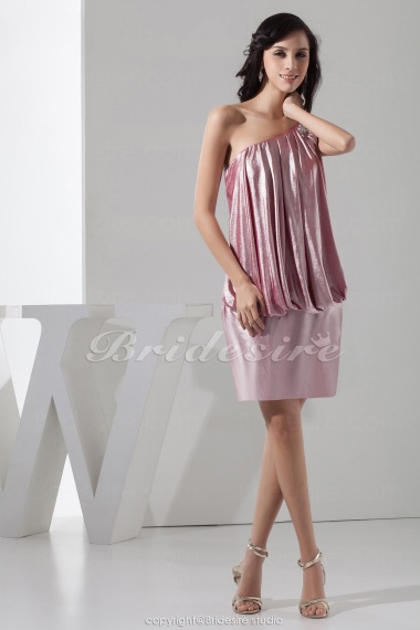 Sheath/Column One Shoulder Short/Mini Sleeveless Taffeta Dress