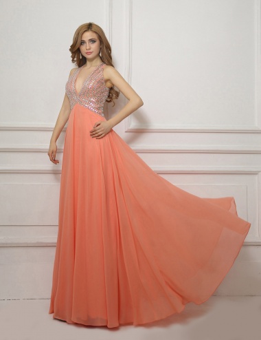 A-line Sweetheart Floor-length Organza Prom Dress