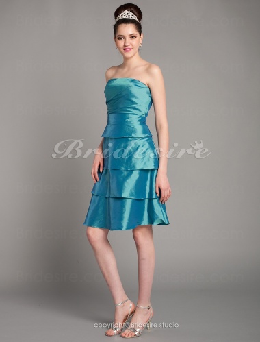 A-line Taffeta Knee-length Tiers Bridesmaid Dress