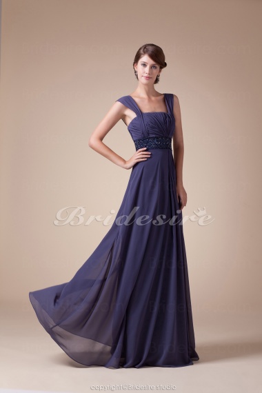 A-line Straps Floor-length Sleeveless Chiffon Mother of the Bride Dress