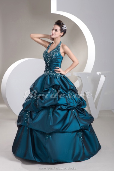Ball Gown Halter Floor-length Sleeveless Taffeta Dress