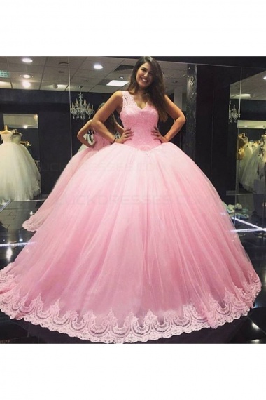 Ball Gown V-neck Sleeveless Lace Wedding Dress