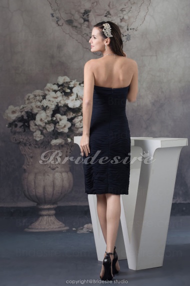 Sheath/Column Strapless Knee-length Sleeveless Chiffon Bridesmaid Dress