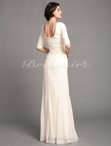 A-line Chiffon Square Floor-length Half Sleeve Mother of the Bride Dress