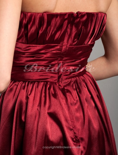 A-line Knee-length Stretch Satin Strapless Cocktail Dress