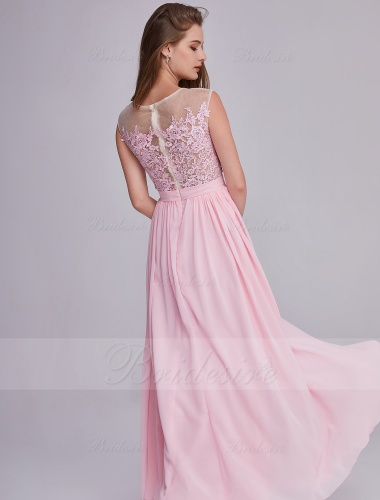 A-line Scoop Sleeveless Chiffon Bridesmaid Dress