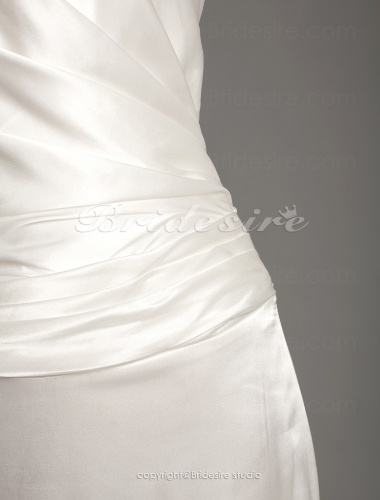 Sheath/ Column Elastic Woven Satin Floor-length Halter Wedding Dress