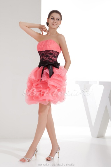 Ball Gown Strapless Knee-length Sleeveless Organza Dress