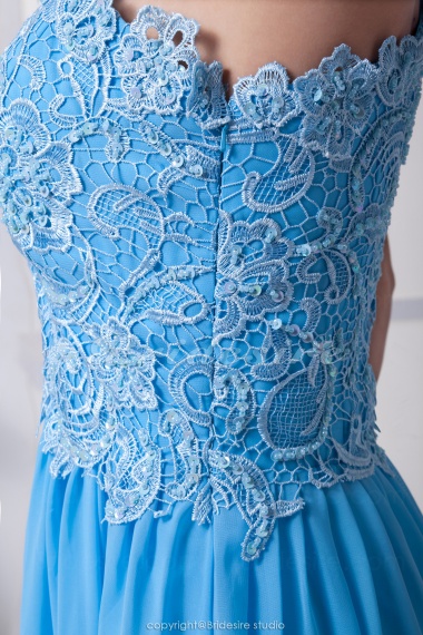 Sheath/Column One Shoulder Floor-length Short Sleeve Chiffon Lace Dress