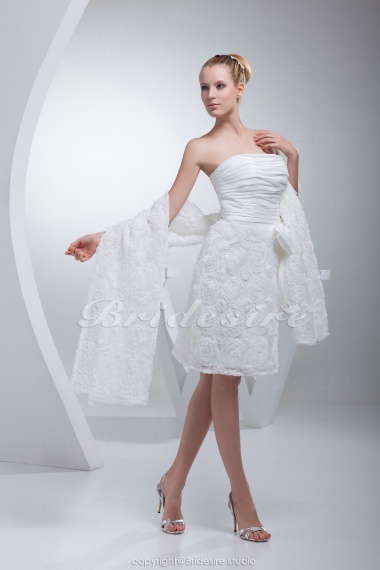 Sheath/Column Strapless Knee-length Sleeveless Taffeta Lace Dress