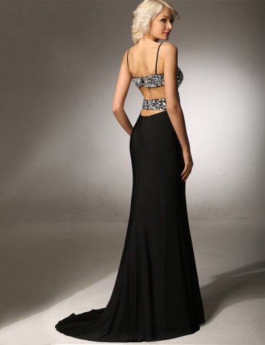 A-line V-neck Floor-length Lace Evening Dress