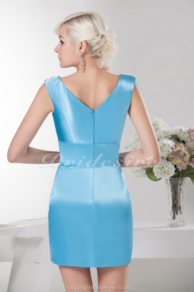 A-line V-neck Short/Mini Sleeveless Elastic Silk-like Satin Dress