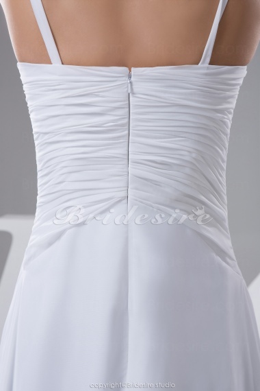 Sheath/Column V-neck Floor-length Sleeveless Chiffon Wedding Dress