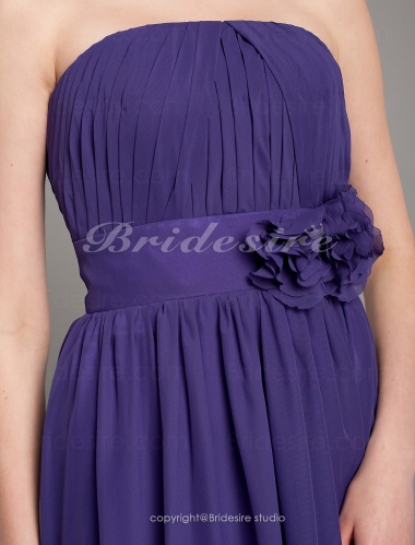 A-line Chiffon Asymmetrical Strapless Bridesmaid Dress