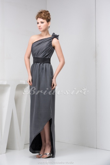 A-line One Shoulder Floor-length Sleeveless Taffeta Bridesmaid Dress