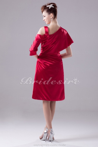 Sheath/Column V-neck Short/Mini Short Sleeve Stretch Satin Dress
