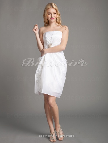 Sheath/Column Taffeta Mini/Short Spaghetti Straps Bridesmaid Dress