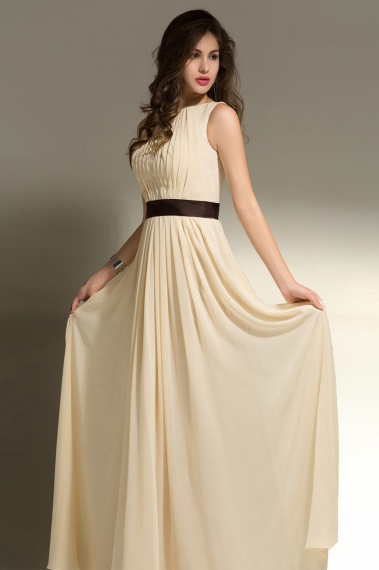 A-line Bateau Floor-length Chiffon Bridesmaid Dress