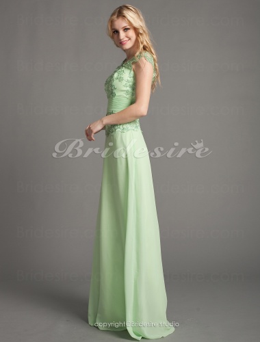 A-line Chiffon Floor-length V-neck Mother of the Bride Dress With Appliques