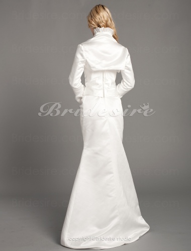 Mermaid/Trumpet Satin Floor-length Sweetheart Wedding Dress With Long Sleeve Wrap