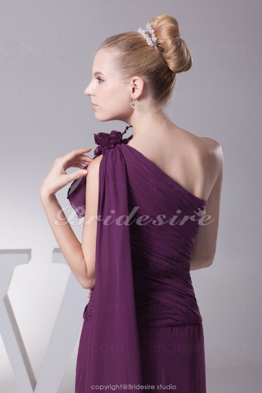 Sheath/Column One Shoulder Floor-length Sleeveless Chiffon Dress