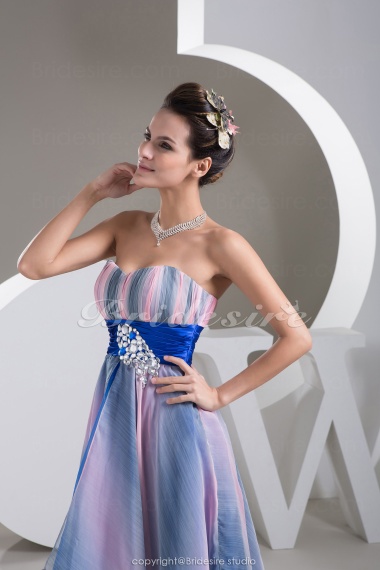 A-line Sweetheart Asymmetrical Sleeveless Stretch Satin Chiffon Dress