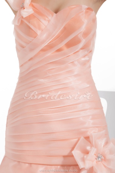 A-line One Shoulder Floor-length Sleeveless Organza Dress