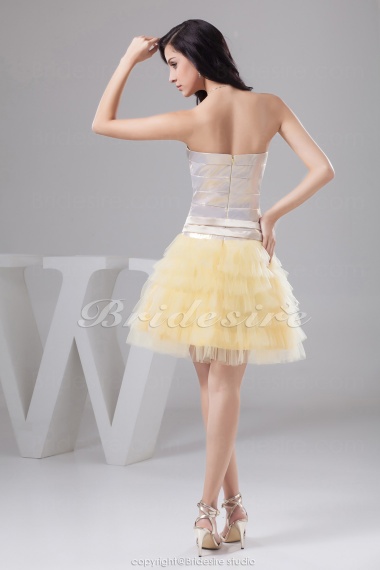 Ball Gown Strapless Short/Mini Sleeveless Taffeta Tulle Dress