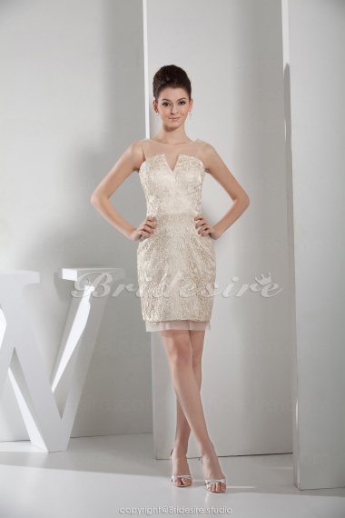 Sheath/Column Strapless Knee-length Sleeveless Satin Bridesmaid Dress