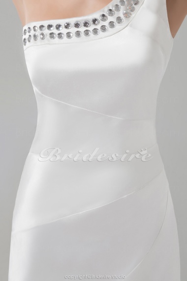 Sheath/Column One Shoulder Short/Mini Sleeveless Satin Dress