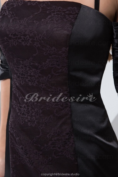 Sheath/Column Halter Short/Mini Sleeveless Lace Satin Bridesmaid Dress