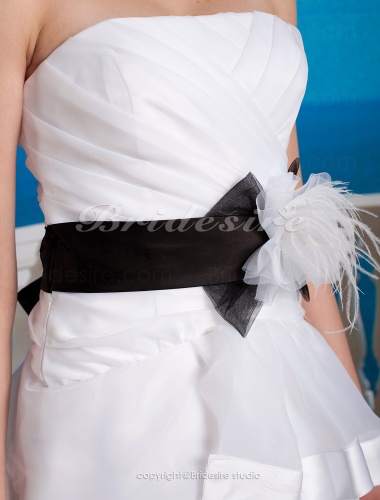 A-line Satin And Organza Short/Mini Sweetheart Wedding Dress With Removable belt