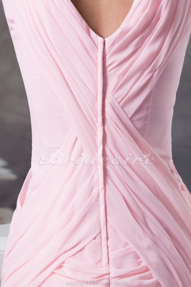 Sheath/Column V-neck Short/Mini Sleeveless Chiffon Dress