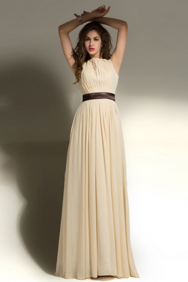 A-line Bateau Floor-length Chiffon Bridesmaid Dress