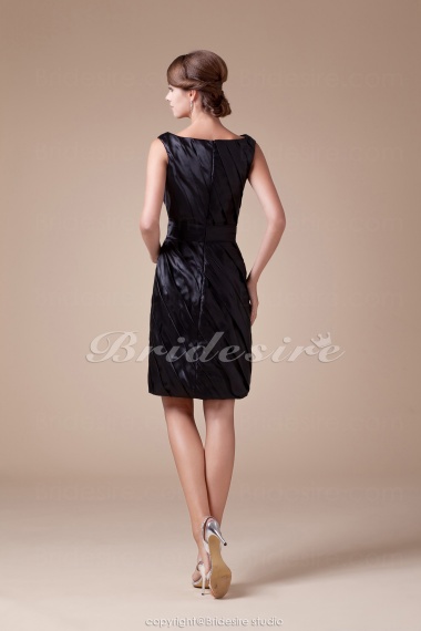 Sheath/Column Scoop Knee-length Long Sleeve Sleeveless Stretch Satin Dress