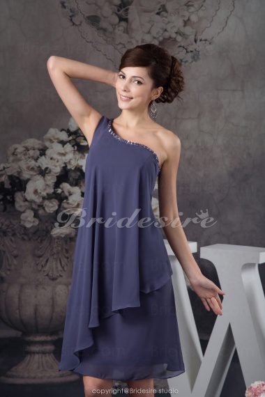 A-line One Shoulder Short/Mini Sleeveless Chiffon Bridesmaid Dress
