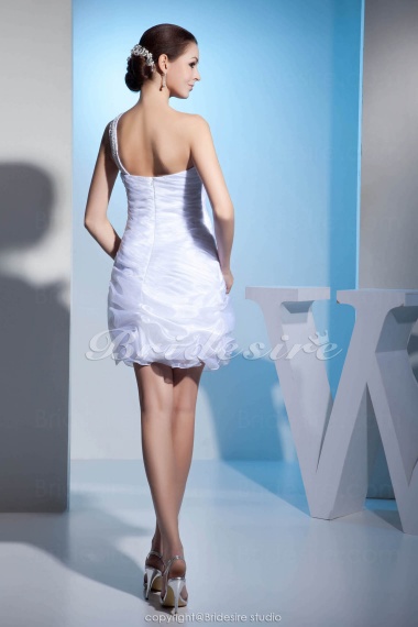 Sheath/Column One Shoulder Knee-length Sleeveless Organza Dress