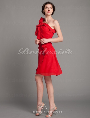 A-line Chiffon Knee-length One Shoulder Mother Of The Bride Dress