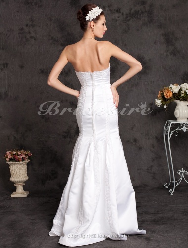 Mermaid/Trumpet Satin And Chiffon Floor-length Halter Wedding Dress
