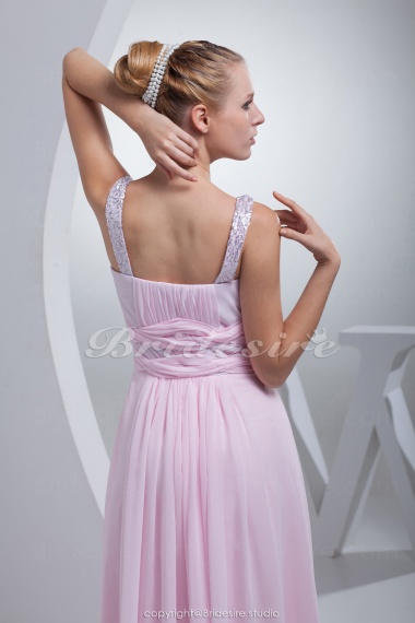 Sheath/Column Scoop Floor-length Sleeveless Chiffon Sequined Dress