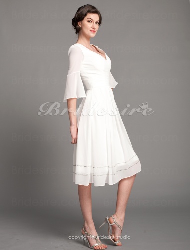A-line Chiffon V-neck Short/ Mini Cocktail Dress