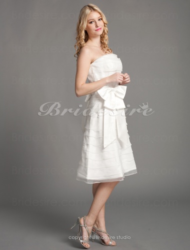 A-line Knee-length Strapless Wedding Dress