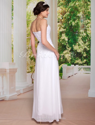 Sheath/ Column Chiffon Ankle-length Sweetheart Wedding Dress With A Wrap